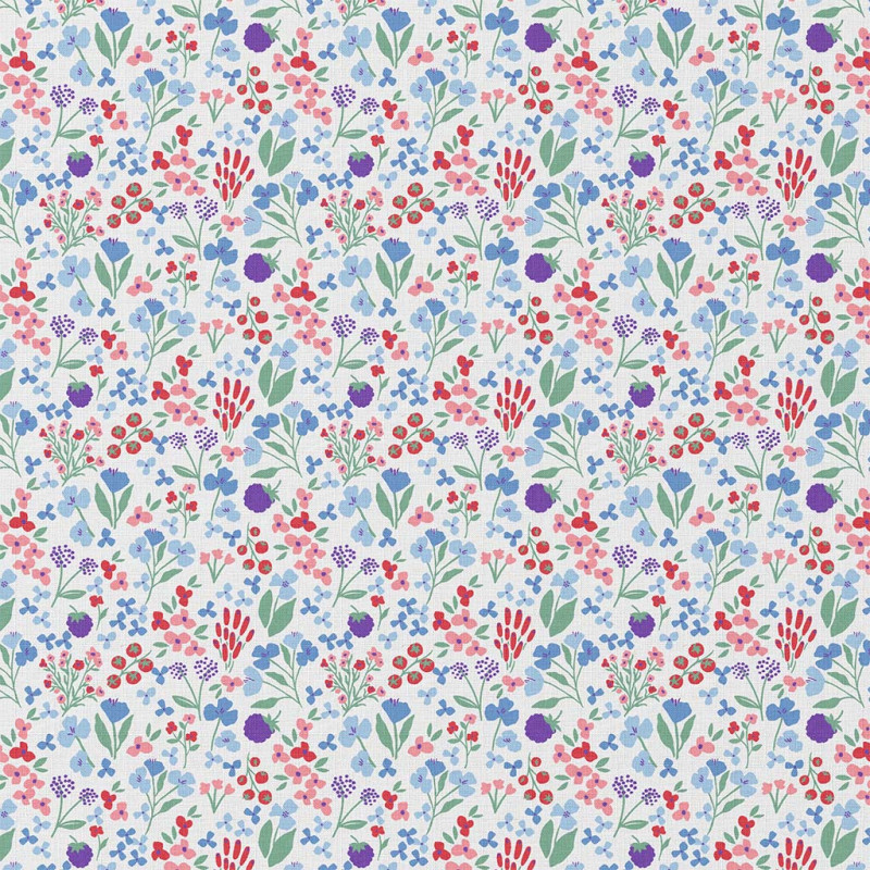 Printed Cotton CELINE White / Blue